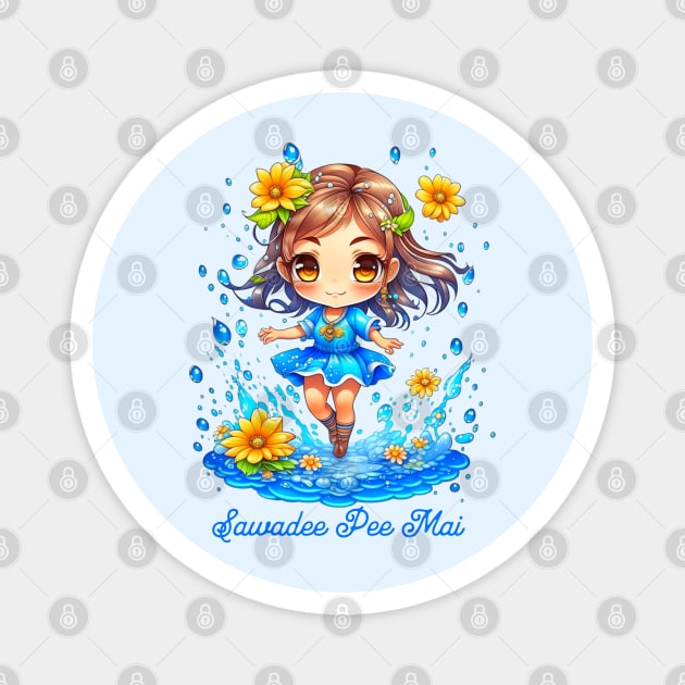 Cute Songkran Girl Magnet by HolidayBug
